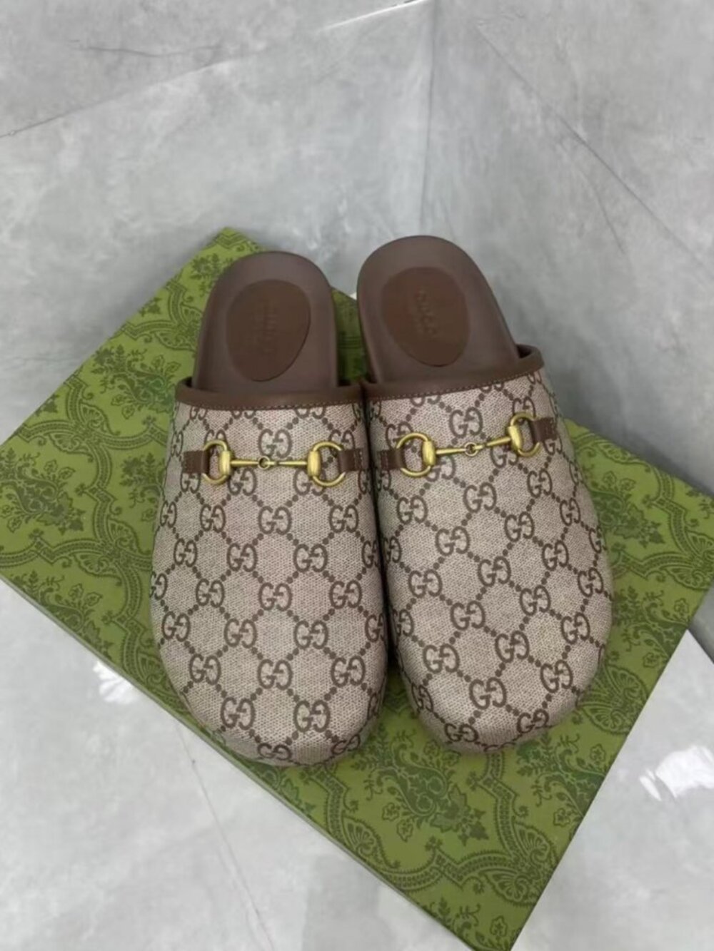 Gucci GG Supreme Horsebit Mule Clog Slides